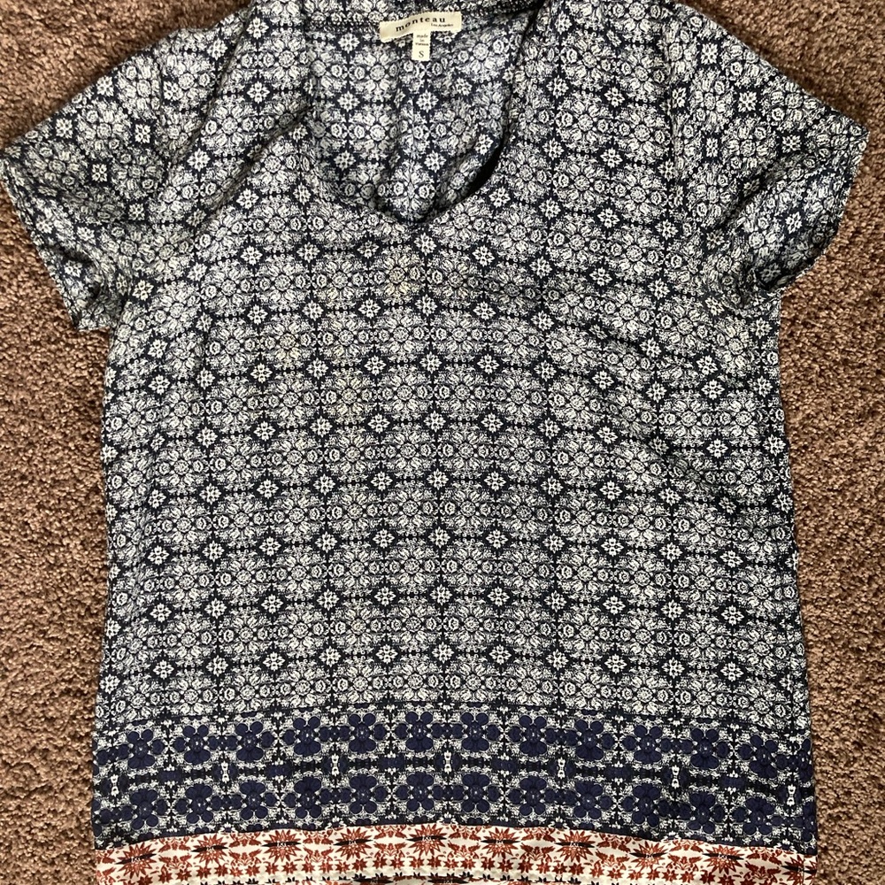 Monteau Tribal Pattern cap sleeved top